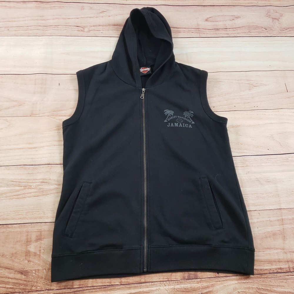 Harley Davidson Sweater Womens Extra Large Black Sleeveless Motorcycle Jamaica‎